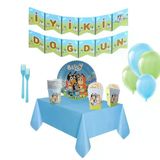 Bluey Temalı Doğum Günü Süsleri Bluey Bingo Doğum Günü Partisi Komple Set Balonlu 8 Kişilik
