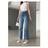 Bluezoni Kadın Koyu Mavi Renk Parlak Taşlı Wide Leg Özel Tasarım Denim Palazzo Pantolon