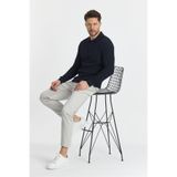 Blum Erkek Lacı Slim Fit Waffle Desen%100 Pamuk Likralı Kıvrılmaz Yaka Uzun Kol PoloYaka Sweatshirt Lacivert M