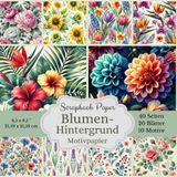 Blumen-Hintergründe Motivpapier: Eine blühende Vielfalt für Ihre Kreativität: Scrapbook-Papierkollektion mit Blumenmotiven, Quadratisch, 21,59 x 21,59 ... Designs, jeweils doppelt enthalten