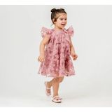 Blumi Kids Kız Çocuk Fiyonklu Prenses Elbise – 3D Çiçekli ve Pamuk Astarlı - Pembe - 2 Yaş