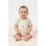 Blumi Kids Organik Erkek Bebek Ayıcık Nakış Müslin Salopet Takımı - Yeşil - 0 - 3 Ay