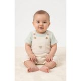 Blumi Kids Organik Erkek Bebek Ayıcık Nakış Müslin Salopet Takımı - Yeşil - 3 - 6 Ay
