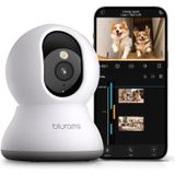 blurams Pet Kamera 2K, 360 ° Kapalı Güvenlik Kamerası, Telefon Uygulamalı Köpek Kamerası, Ev Güvenliği İç Mekan için PTZ Kameralar, 2 Yönlü Ses, Hareket İzleme, Renkli/IR Gece Görüşü, Siren, Bulut ve