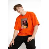 Blurry - Oversize Erkek Tişört Turuncu