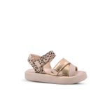 Blush Kız Çocuk Hakiki Deri Leopar Deseni Detaylı Bej Rengi Sandalet
