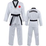 Bluu Ay Yıldız Baskılı Siyah Yaka Taekwondo Elbisesi Dobok Tekvando Elbisesi - Beyaz - 140 cm