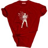 Bluu Baskılı Tişört Outdoor Normal Kalıp Tshirt - 2XL - Bordo