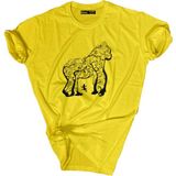 Bluu Baskılı Tişört Outdoor Normal Kalıp Tshirt - 2XL - Sarı