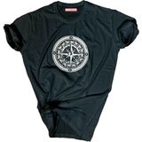 Bluu Baskılı Tişört Outdoor Normal Kalıp Tshirt - XL - Siyah