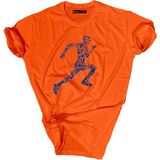 Bluu Baskılı Tişört Outdoor Normal Kalıp Tshirt - XL - Turuncu