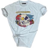 Bluu Baskılı Tişört Outdoor Normal Kalıp Tshirt - XS - Beyaz