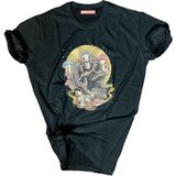 Bluu Baskılı Tişört Outdoor Normal Kalıp Tshirt - XS - Siyah