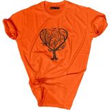 Bluu Baskılı Tişört Outdoor Normal Kalıp Tshirt - XS - Turuncu