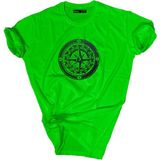 Bluu Baskılı Tişört Outdoor Normal Kalıp Tshirt - XS - Yeşil
