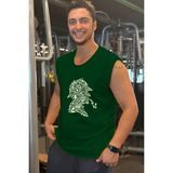 Bluu Kolsuz Spor T-Shirt Tank Top Spor Atlet Fitness Atlet - 2XL - Yeşil