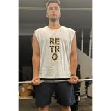 Bluu Kolsuz Spor T-Shirt Tank Top Spor Atlet Fitness Atlet - M - Beyaz