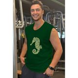 Bluu Kolsuz Spor T-Shirt Tank Top Spor Atlet Fitness Atlet - M - Yeşil