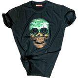 Bluu Unisex Baskılı Tişört Outdoor Normal Kalıp Tshirt - Siyah - Siyah - XS