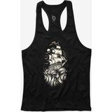 Bluu Wave Siyah Sporcu Atleti Fitness Gym Tank Top %100 Pamuklu Nefes Alabilir Kumaş - 2XL