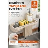 Bluvex Yapışkanlı Duvara Asılabilir Bulaşık Bezi Bulaşık Sabunluk Bulaşık Sünger Deterjan Düzenleyici - Beyaz