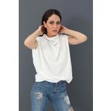 Bluz Kolsuz Degaje Yaka - Ekru