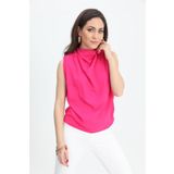 Bluz Kolsuz Degaje Yaka - Fuşya