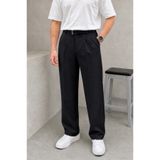 BM BALANCEMODA Erkek Baggy kalıp, esnek-dökümlü, pile detaylı, geniş kumaş pantolon