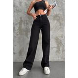 BM BALANCEMODA Kadın Siyah Yüksek Bel Palazzo Jean