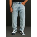 BM BALANCEMODA Mavi Kar Baggy Fit Likrasız Rahat Kesim Jean Pantolon