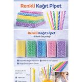 Bm Home 5X25 Renkli Kağıt Pipet 5’li Set Parti Pipeti Doğum Günü Içecek Pipeti Çevre Dostu