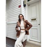 BM Trends Içi Kürklü Kadın Der Ceket - Kahverengi