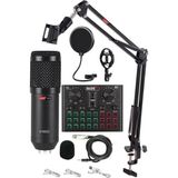 BM800 Mikrofon Live Set Kayıt ve Canlı Yayın İçin Efektli Ses Kartı Kablolu Bağlantı Özelliği