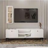 BMdekor Cunda Beyaz Led Işıklı 150 cm Tv Ünitesi