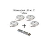 BMG Aydınlatma 20 Metre Şerit Led Led Trafosu Paket Halinde 10 Çipli Yüksek Işık Şerit Led Gün Işığı