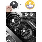 Bmw 118I Karbon 7 cm Bardak Altlığı Bmw 118I Amblemli Dayanıklı ve Şık 2 Adet - Karbon - Beyaz