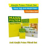 Bmw 5 Serisi E60 5.20d N47 Motor Mann Filtre Seti 2008-2010 Hava+yağ+a.alerjik Polen