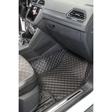 Bmw 5 Serisi F10 2011-2016 Siyah Üzeri Gri Dikiş 8d Diamond Araca Özel Deri Oto Paspas - Siyah - Gri
