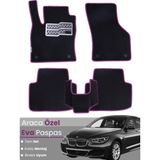 Bmw 5 Serisi F10 Sedan (2010-2017) Uyumlu Eva Paspas Tam Set–araca Özel,su Geçirmez - Siyah-Fuşya - Siyah - Fuşya