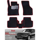 Bmw 5 Serisi F10 Sedan (2010-2017) Uyumlu Eva Paspas Tam Set–araca Özel,su Geçirmez - Siyah-Kırmızı - Siyah - Kırmızı