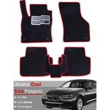 Bmw 5 Serisi F10 Sedan (2010-2017) Uyumlu Eva Paspas Tam Set–araca Özel,su Geçirmez - Siyah - Kırmızı