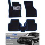 Bmw 5 Serisi F10 Sedan (2010-2017) Uyumlu Eva Paspas Tam Set–araca Özel,su Geçirmez - Siyah-Mavi - Siyah - Mavi