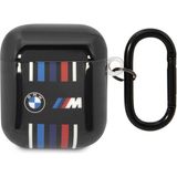 BMW Airpod Uyumlu Çoklu Renkli Çizgili Çift Imd Baskı Logolu Kılıf Siyah