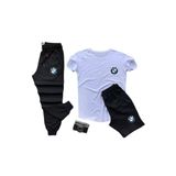 Bmw Baskılı Ünisex Yazlık T-Shirt Ve Eşofman Altı 3 Li Set Combin Takım