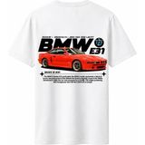 Bmw E31 Turuncu Arka Baskılı Kaliteli Unisex Tişört - Beyaz - XL