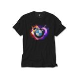 BMW Heart Colorful Logo Siyah Tişört Siyah