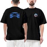 Bmw I8 Front Fire Abstract Car Ön Arka Baskılı Siyah Oversize Tişört - XL