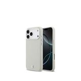 Bmw Iphone 17 Pro Max Metal Logolu Magsafe Uyumlu Deri Gri Telefon Kılıfı