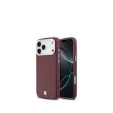 Bmw Iphone 17 Pro Max Metal Logolu Magsafe Uyumlu Deri Kırmızı Telefon Kılıfı