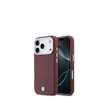 Bmw Iphone 17 Pro Metal Logolu Magsafe Uyumlu Deri Kırmızı Telefon Kılıfı